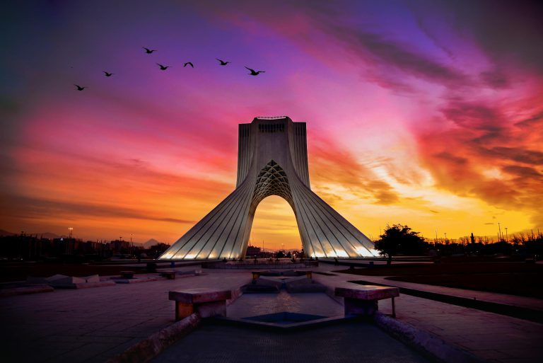 Azadi tower in Tehran at sunset - Iran's travel